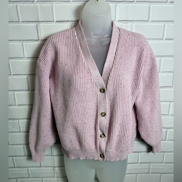 OLD NAVY Pink Button-Up Women's crop Sweater/size XL - Picture 1 of 9